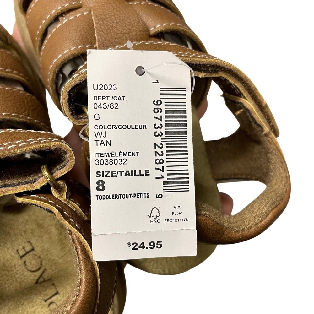 NEW Children's Place Fisherman Sandals Tan Faux Leather Toddler 8 Classic - Picture 4 of 4